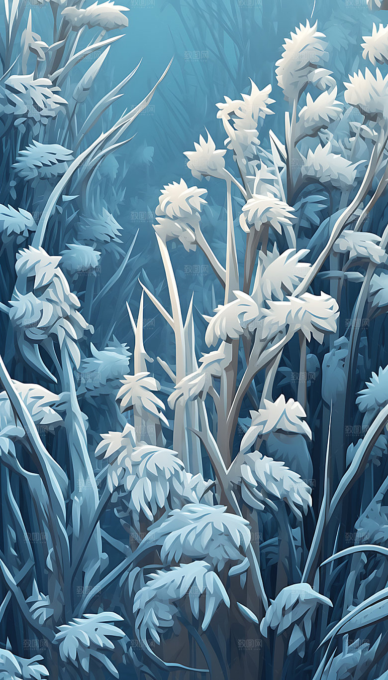 霜降冰雪冬季节气插画
