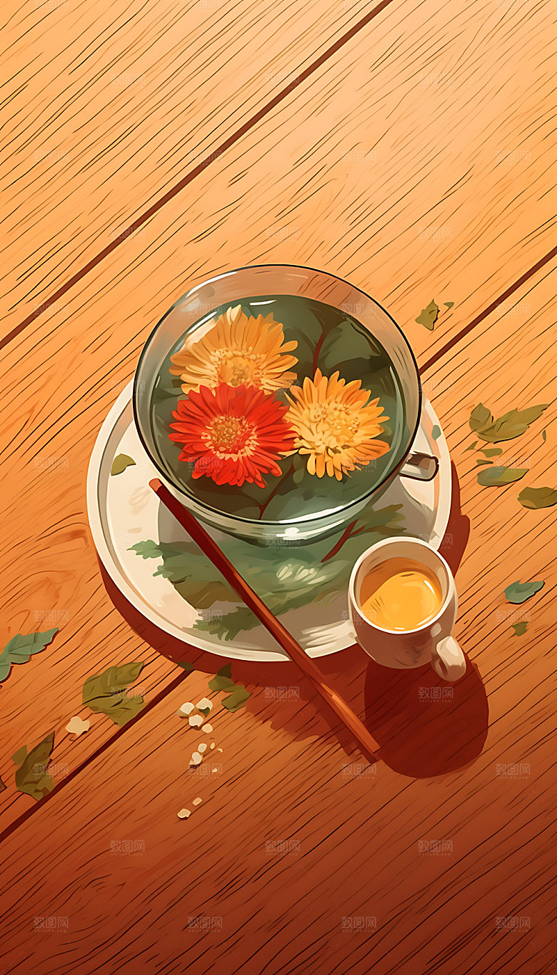 霜降冬天寒冷节气插画
