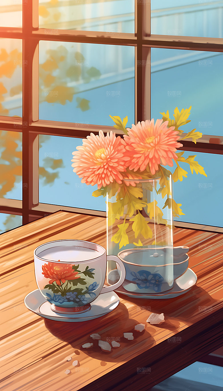 霜降冰雪冬天节气插画