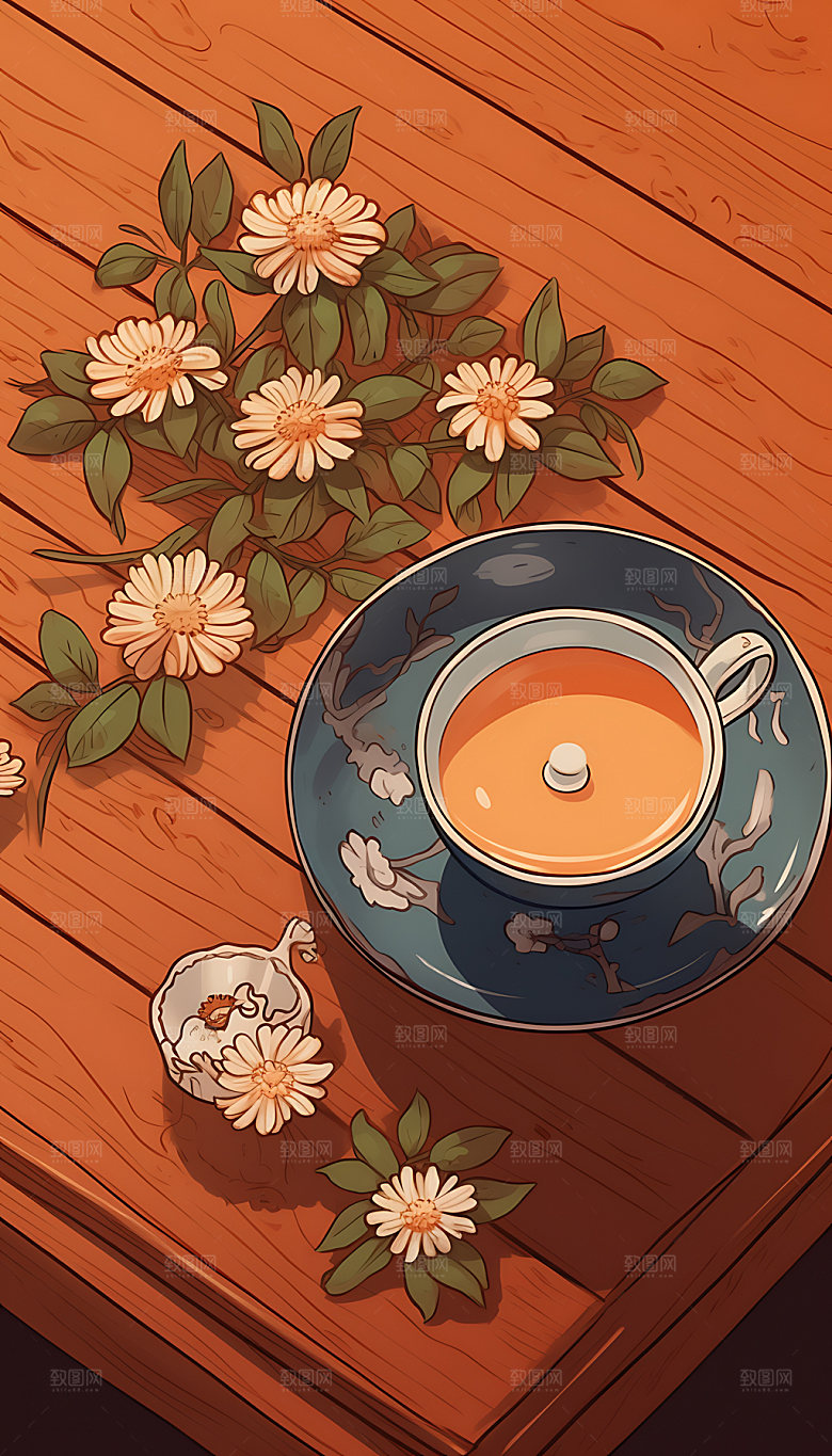 霜降寒冷手绘节气插画