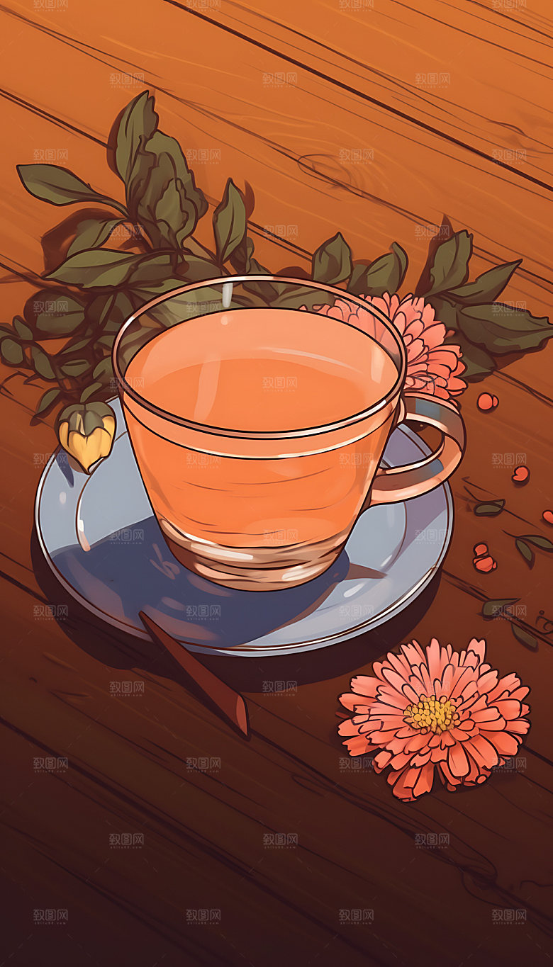 霜降冬天手绘节气插画