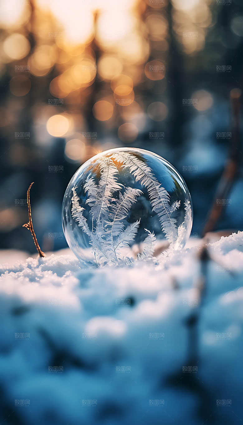 霜降冰雪冬日摄影图