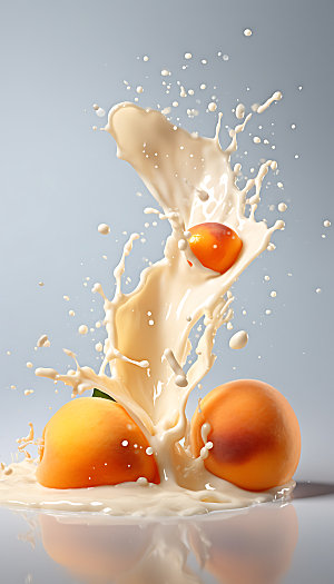 水蜜桃汁飞溅商业牛奶飞溅摄影图