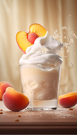 水蜜桃汁飞溅牛奶飞溅特写摄影图