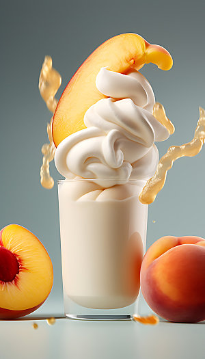 水蜜桃汁飞溅饮料商业摄影图