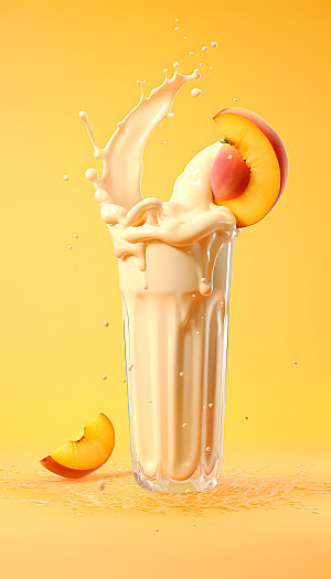 水蜜桃汁飞溅创意商业摄影图