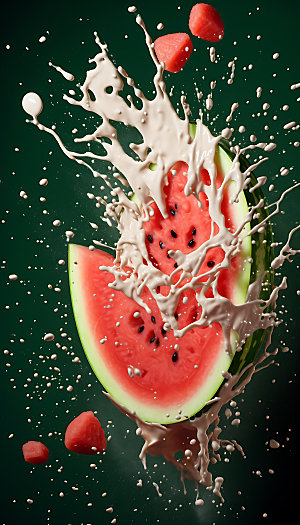 西瓜汁飞溅商业饮料摄影图