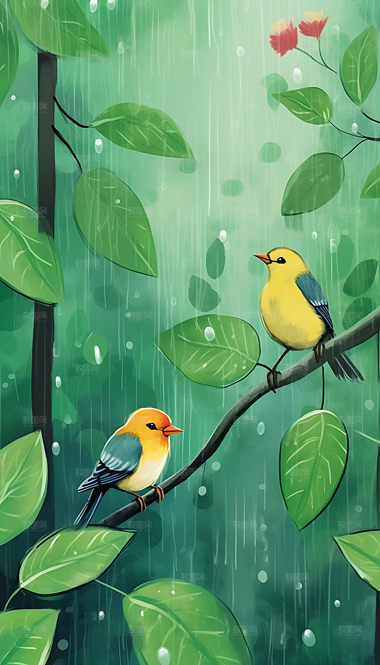 春分心情治愈插画