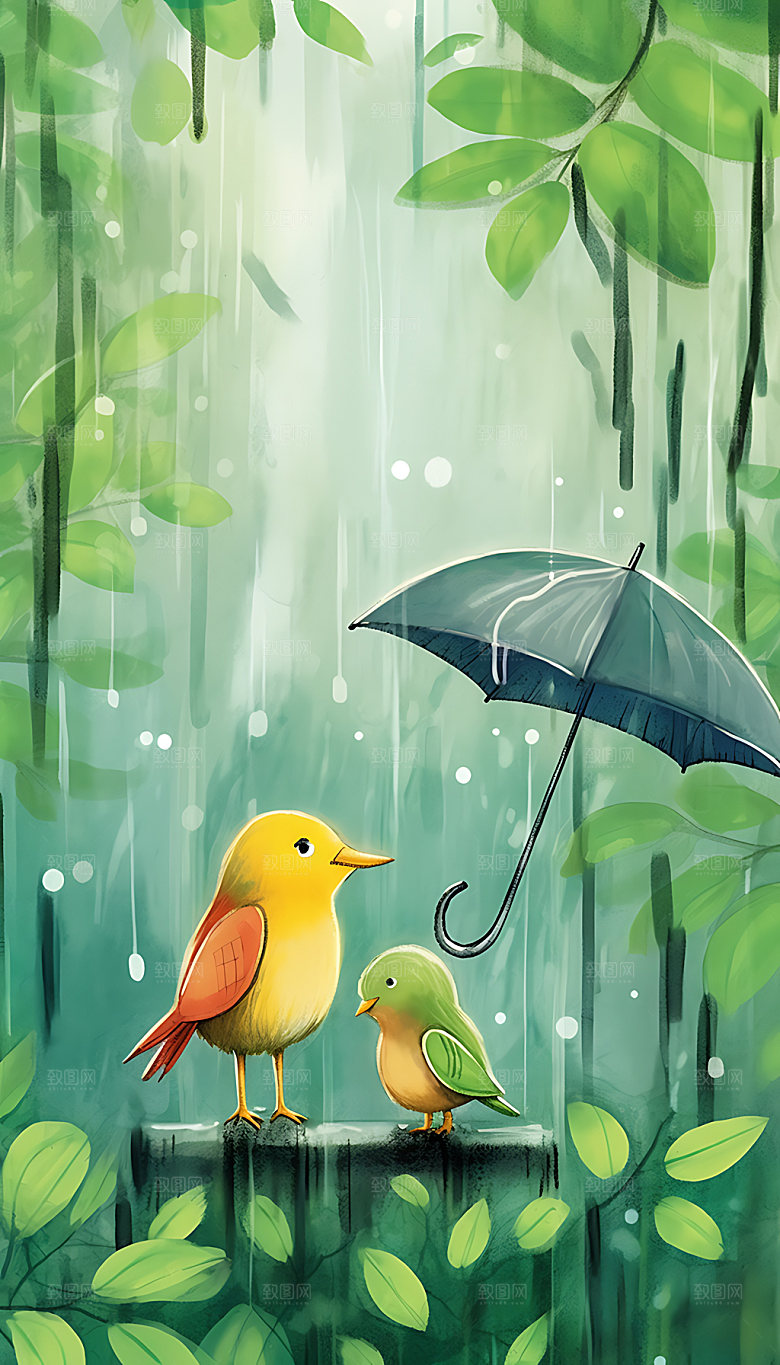 春分卡通心情插画