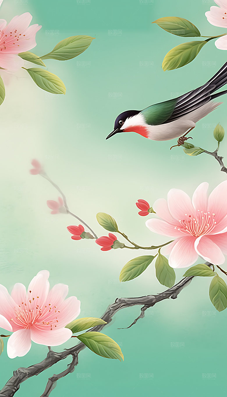 春分清新绿色插画