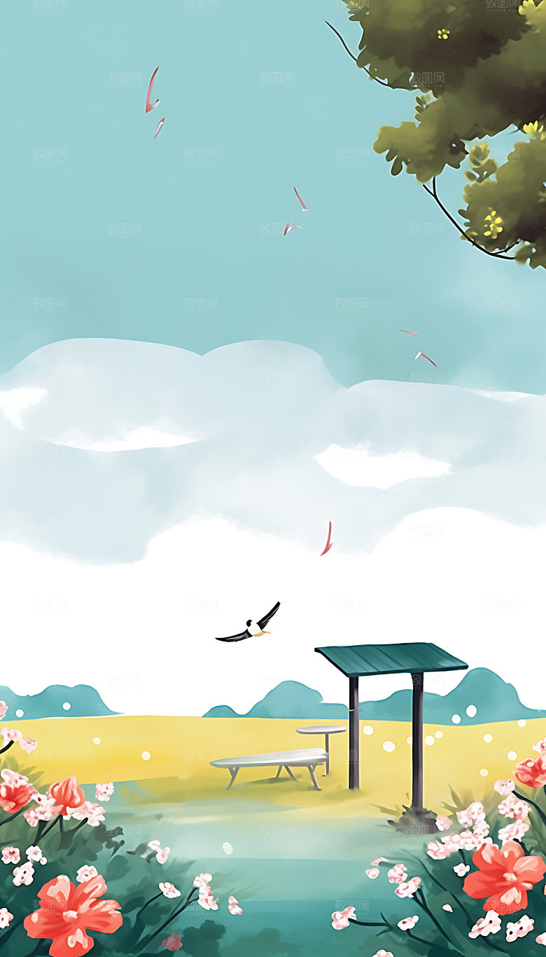 春分清新卡通插画