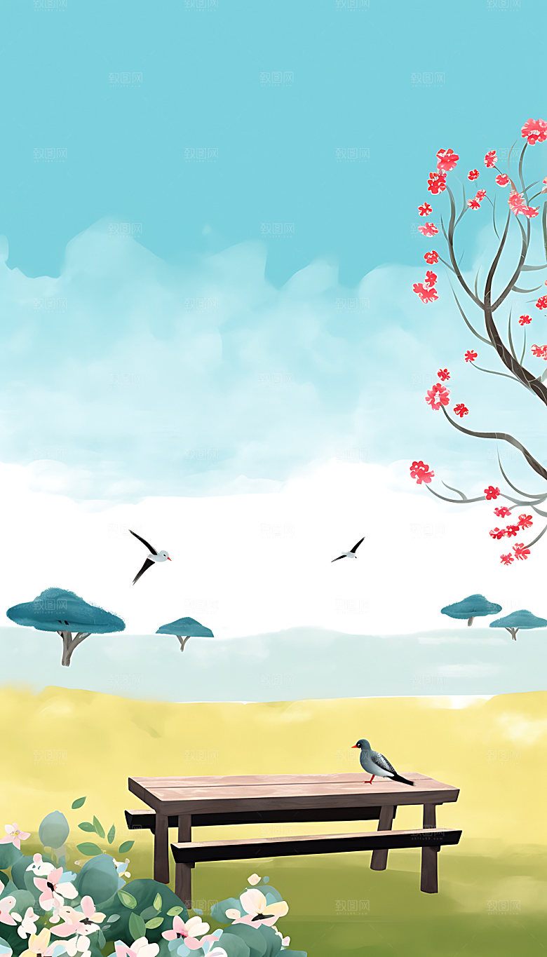 春分清新绿色插画