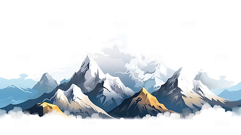 彩色山水高山创意插画