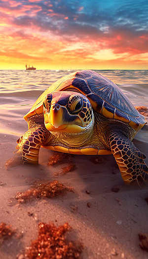 海龟海底世界特写摄影图