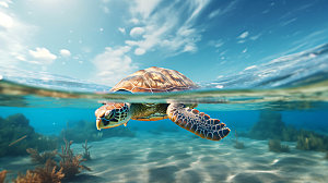 海龟特写环保摄影图