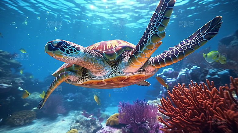 海龟特写生物摄影图