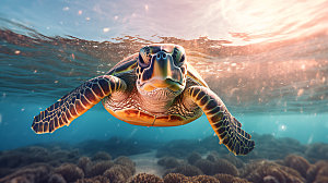 海龟环保大海摄影图