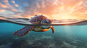 海龟高清环保摄影图