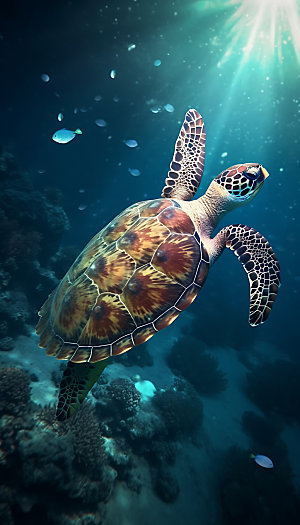海龟环保生物摄影图