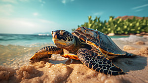 海龟海洋动物生物摄影图