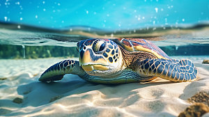 海龟特写海洋动物摄影图