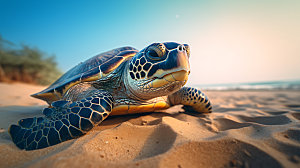 海龟大海海底世界摄影图
