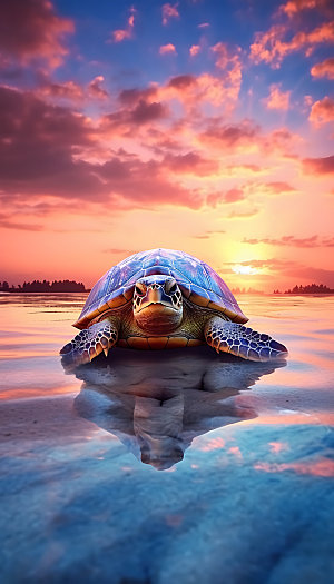 海龟特写海底世界摄影图