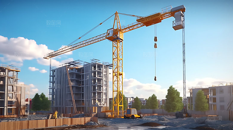 建筑工地建设塔吊摄影图