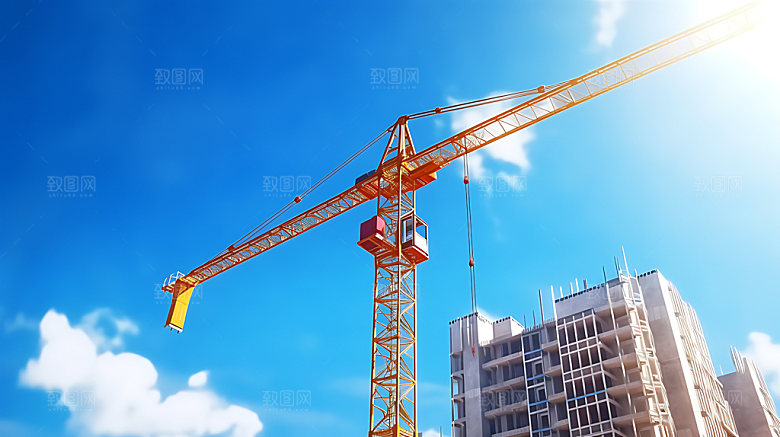 建筑工地塔吊建设摄影图