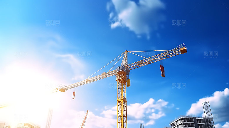 建筑工地塔吊建设摄影图