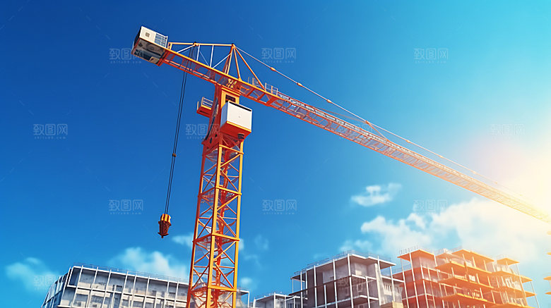 建筑工地塔吊建设摄影图