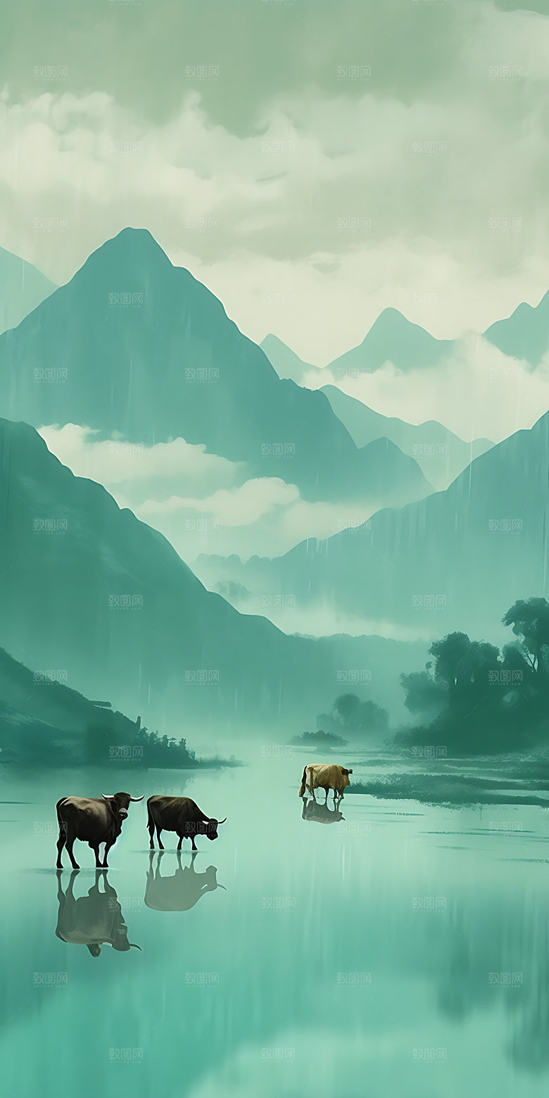 惊蛰春天清新插画