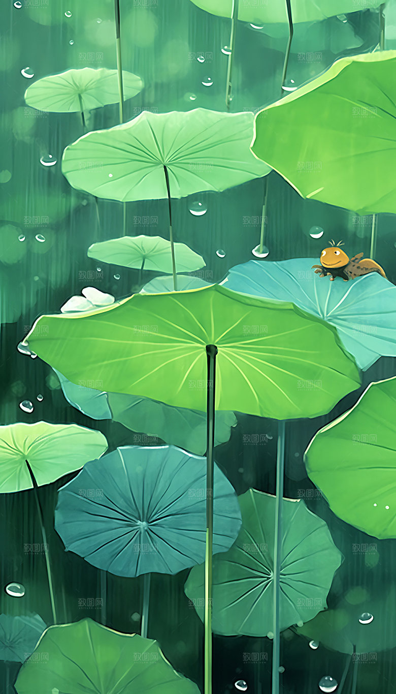 惊蛰绿色清新插画