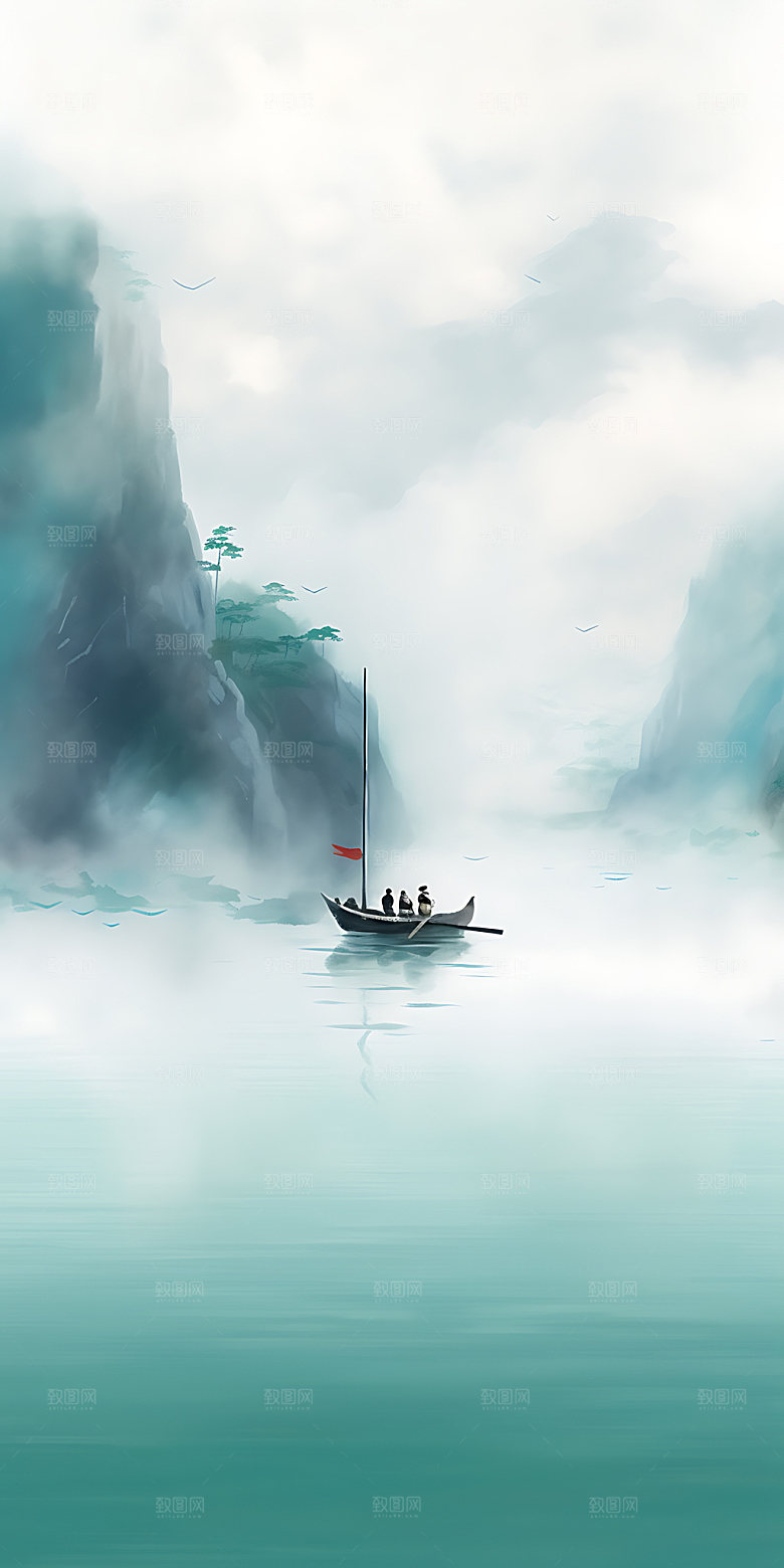 惊蛰绿色手绘插画