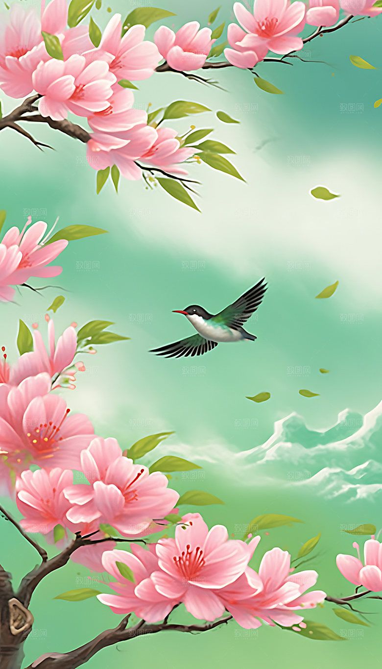 惊蛰手绘清新插画