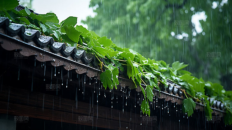 清明烟雨风光摄影图