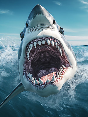 鲨鱼大海海底世界摄影图