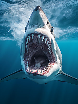 鲨鱼大海特写摄影图