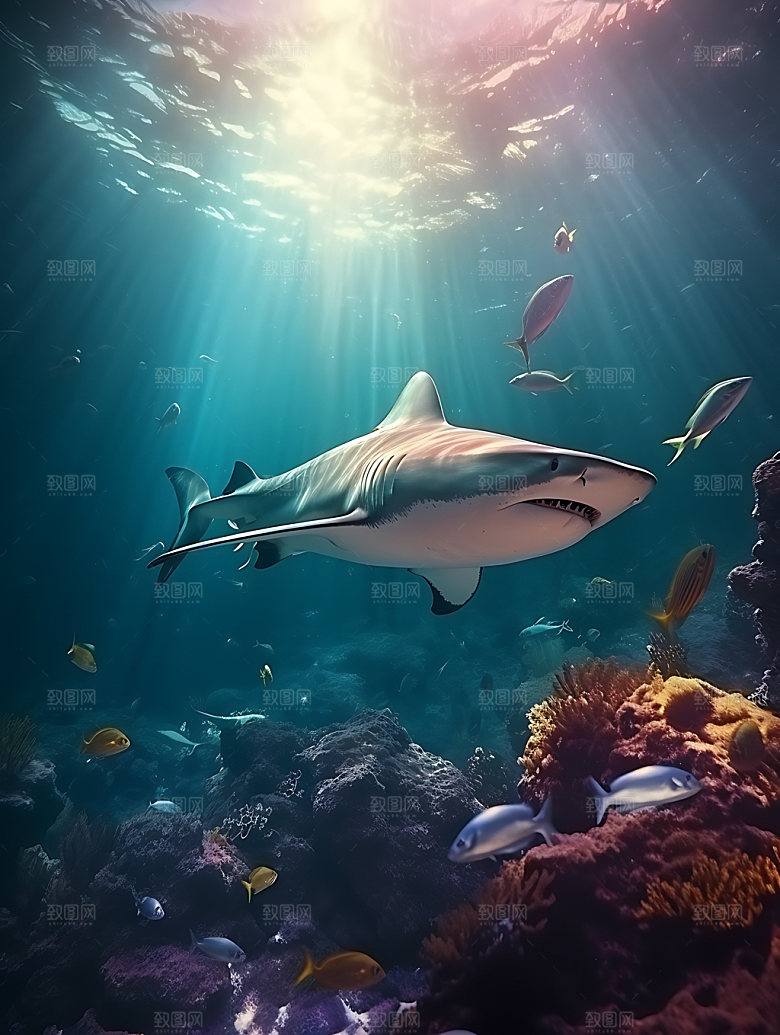 鲨鱼海洋动物生物摄影图