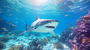 鲨鱼海洋动物环保摄影图