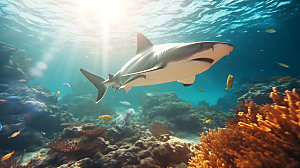 鲨鱼高清海洋动物摄影图