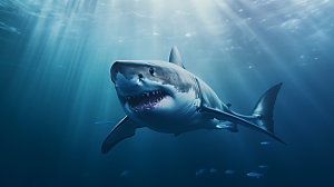 鲨鱼高清海底世界摄影图