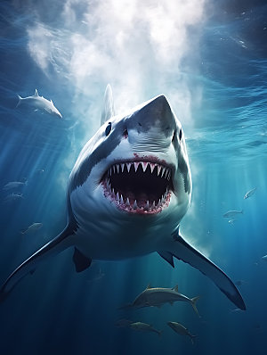 鲨鱼海洋动物海底世界摄影图