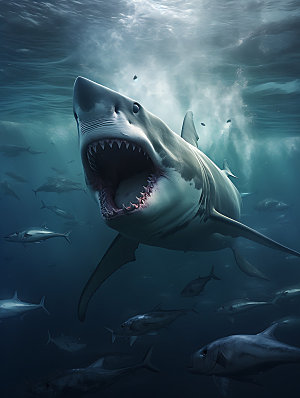 鲨鱼环保海底世界摄影图