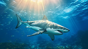 鲨鱼大海海洋动物摄影图