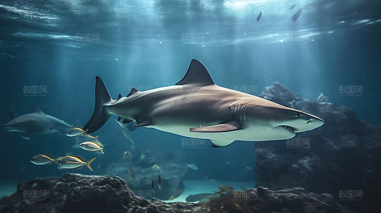 鲨鱼海底世界生物摄影图