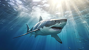 鲨鱼大海环保摄影图