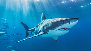 鲨鱼特写大海摄影图