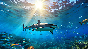 鲨鱼高清环保摄影图