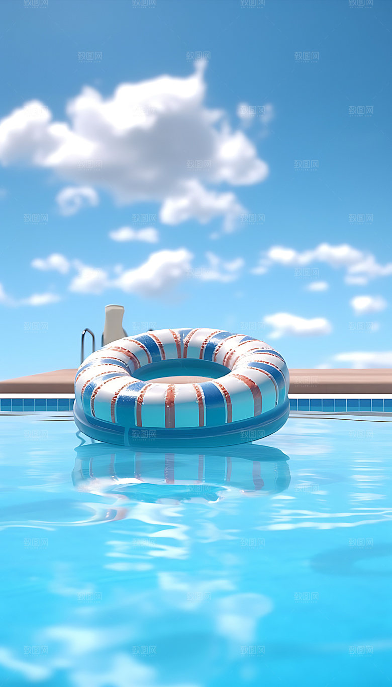 水上乐园海边立体插画